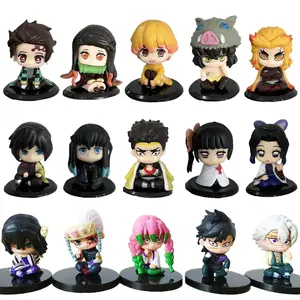 Q Posket Demon Slayer Figure Wholesale Mini Figurine 5cs 10Pcs 15Pcs Sets Kimetsu No Yaiba Small PVC Dolls Desktop Decoration