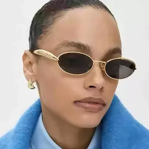 Sardine-Shaped Retro Metal Sunglasses Unisex Oval Frames Stylish Glasses Vintage Trendy for Outdoor Sports UV Protection Modern Beach Parties