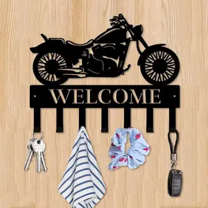 Motorcycle Design Wall Hook, 1 Count Decorative Metal Key Holder, Multi-functional Storage for Keys, Hats & Bags, Home Organizer for Living Room & Entryway, Shelves