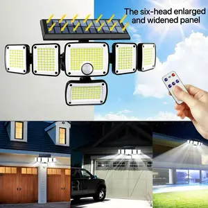 Six head solar outdoor light, Solar garden lights, Solar Security Lights, motion sensor light, IP65 waterproof, 360 ° adjustable angle, widened panel, three mode lighting, wall mounted light, suitable for roofs, outdoors, courtyards, garages, warehouses