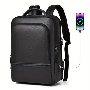 Business Backpack Men's Leather Laptop backpack for15.6 Inch Laptop with USB Charging Port| Business &Travel Bags Computer Bag Durable Traveling Bag