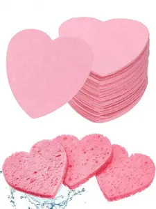 LMMAKE Natural Facial Cleansing Sponges 20pcs Heart-Shaped Puffs for Makeup Removal & Gentle Exfoliation Chemical-Free 100% Natural Material for Sensitive Skin Care Perfect for Travel Daily SPA Rituals & Eco-Conscious Beauty Regimens