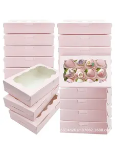 20/1pcs  Modern Minimalist White Cardboard Window Box Cupcake Dessert Pastry Cookie Storage Box,needoh，nutrition geeks