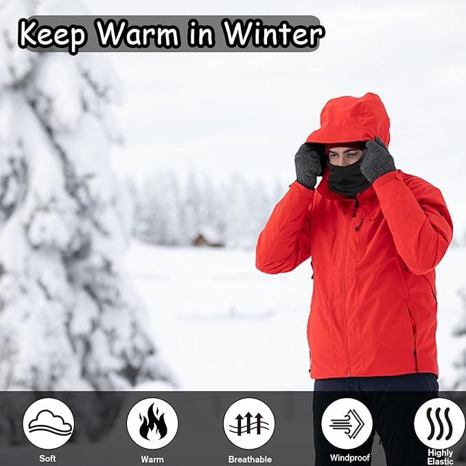 2 Pack Winter Neck Gaiter for Men & Women, Windproof Fleece Face Mask, Cold Weather Breathable Balaclava Scarf for Skiing, Running, Cycling, Hiking, Outdoor Sports