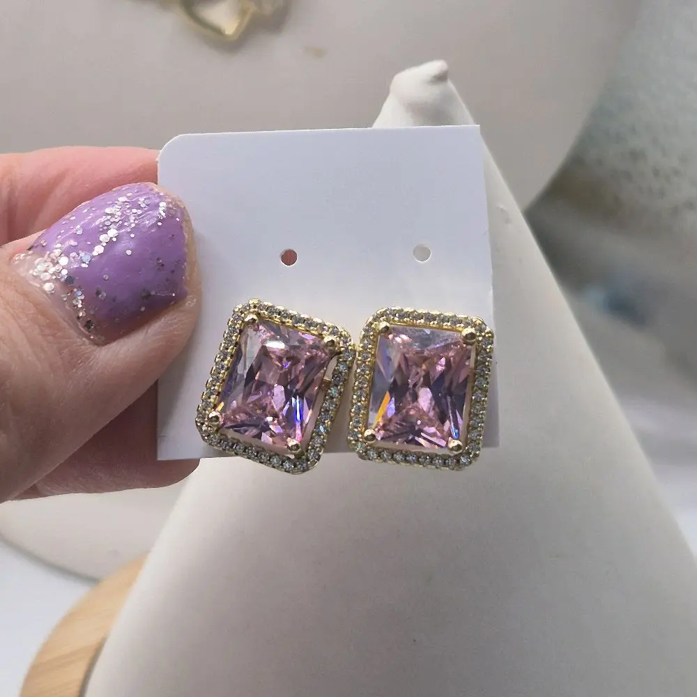 pink Earrings plated Gold 14k Fashionable Design for Women's Jewelry Collection