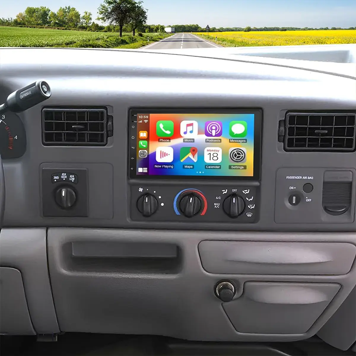 7" Android 13 Car Video Player with Wireless CarPlay, Android Auto for 1999-2014 F150-F250-F350, 2+32GB Touchscreen, GPS, WiFi, Bluetooth, SWC, Backup Camera, Split Screen, English User Manual, CarPlay Dashboard Screen for Driving, YouTube Compatibility