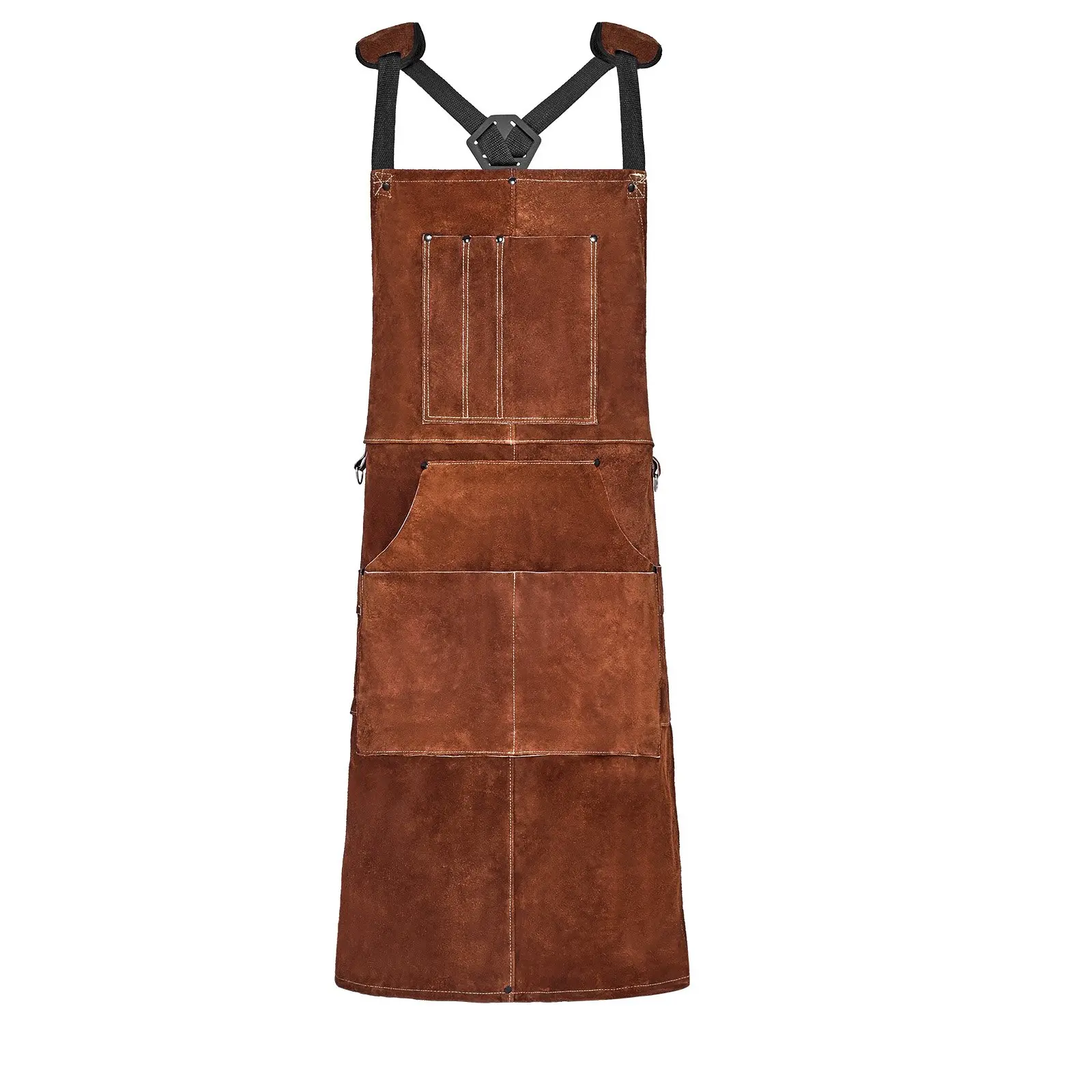 【Summerfinds】VEVOR Leather Welding Work Apron, Heavy Duty Cowhide Flame Resistant Welding Apron, Heat-Resistant Blacksmith Welder Aprons with 6 Tool Pockets for Woodworking, Gardening, BBQ, Industrial, Hanging