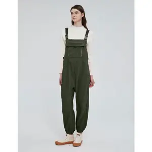 Fleece Overalls for Women Loose Fit Casual Adjustable Strap Bib Jumpsuits With Pockets