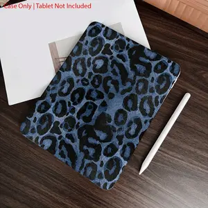 Retro distressed blue leopard print case with adjustable stand and pen slot, foldable non-slip TPU protective case, suitable for Samsung, iPad mini, iPad Air, iPad Pro/iPad 10th and 11th generation iPads.