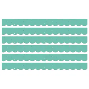 We Belong Speckled Teal Scalloped Borders Per Pack, 39 Feet Per Pack, 6 Packs