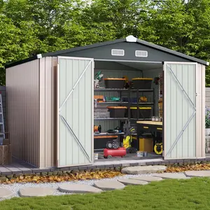 Outdoor Metal Storage Shed with Base Kit - Garden Tool Storage, Bike Shed, Backyard Organizer - Weather Resistant Utility Shed