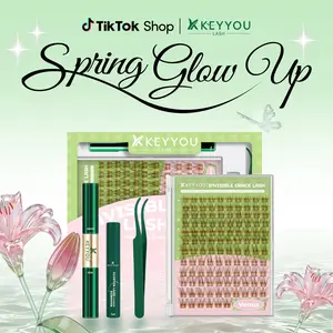 KEYYOU Natural Lash Clusters Wispy Brown  Eyelash Extension Kit Waterproof Long Lasting Easy DIY At Home Ultra Thin Band Cosmetic Makeup TikTok Shop SpringGlowUp