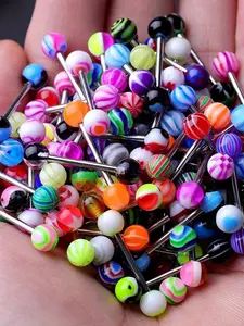 Stainless Steel Tongue Barbell Set, Body Piercing Kit, 15/45/90pcs, Unisex Design, Assorted Colors, Durable Material, Ideal for Daily Use, Body Piercing Jewelry