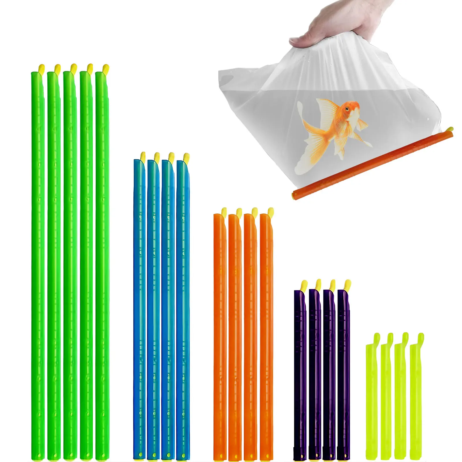 21-Magic Bag Sealer Stick, Chip Clips Bag Sealer Stick, Stay Fresh . 5 different sizes ,  keeps plastic bags airtight and watertight. Kitchen Set