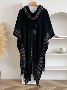 Women's Colorful Striped Pattern Cape Shawl, Casual Soft Lightweight Boho Style Scarf for All Seasons, Fashion Accessories for Women & Girls