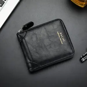 2026 New Men’s Wallet, PU Leather Zipper Short Wallet, Retro Style Card Holder & Coin Storage, Money Bag for Men