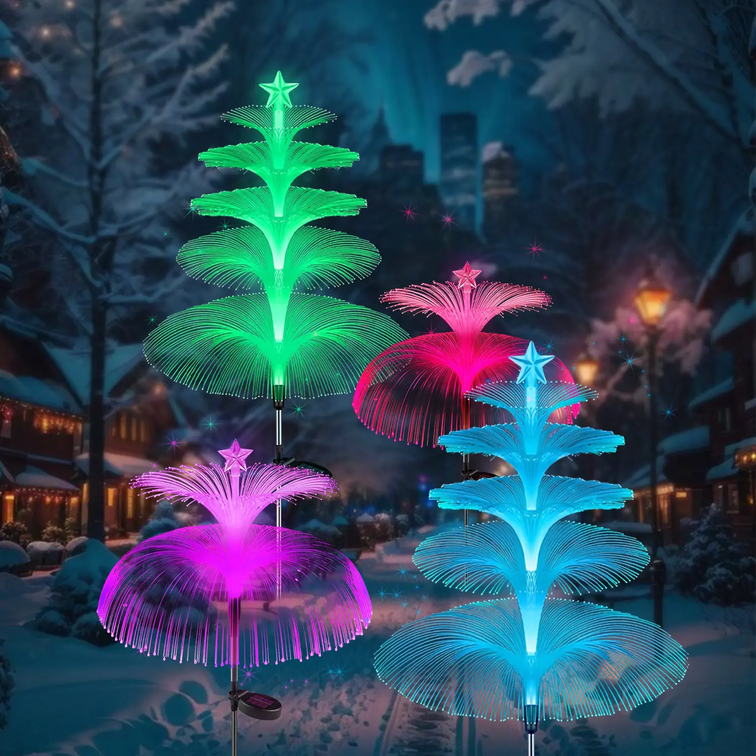 LumiParty Solar Jellyfish Garden Decor, 1-Piece Multi-Layer LED with 7 Randomly Changing Modes, Light Sensor Control, Waterproof Outdoor Decorative Lights for Garden, Patio Holiday Gifts, Solar Outdoor Lights
