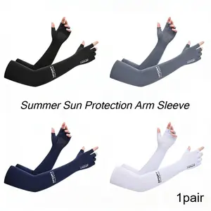 Summer Sun Protection Arm Sleeve, 1 Pair Breathable Ice Silk Arm Sleeve, Outdoor Half-Finger Arm Sleeve, Sports Arm Sleeve, Protective Sleeve For Cycling, Running, Climbing
