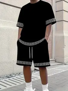 Men's New 3D Print T-Shirt and Shorts Set, Menswear, Ideal for Family Gatherings, Summer Outdoor Activities, Comfortable Two-Piece