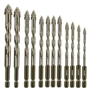 10-Piece Four-Legged Eccentric Drill Bit Set, Sizes 5-12mm, Durable and Efficient Drilling Performance, Suitable for Concrete, Tile, Glass, Metal, Drill Bits Set Tool