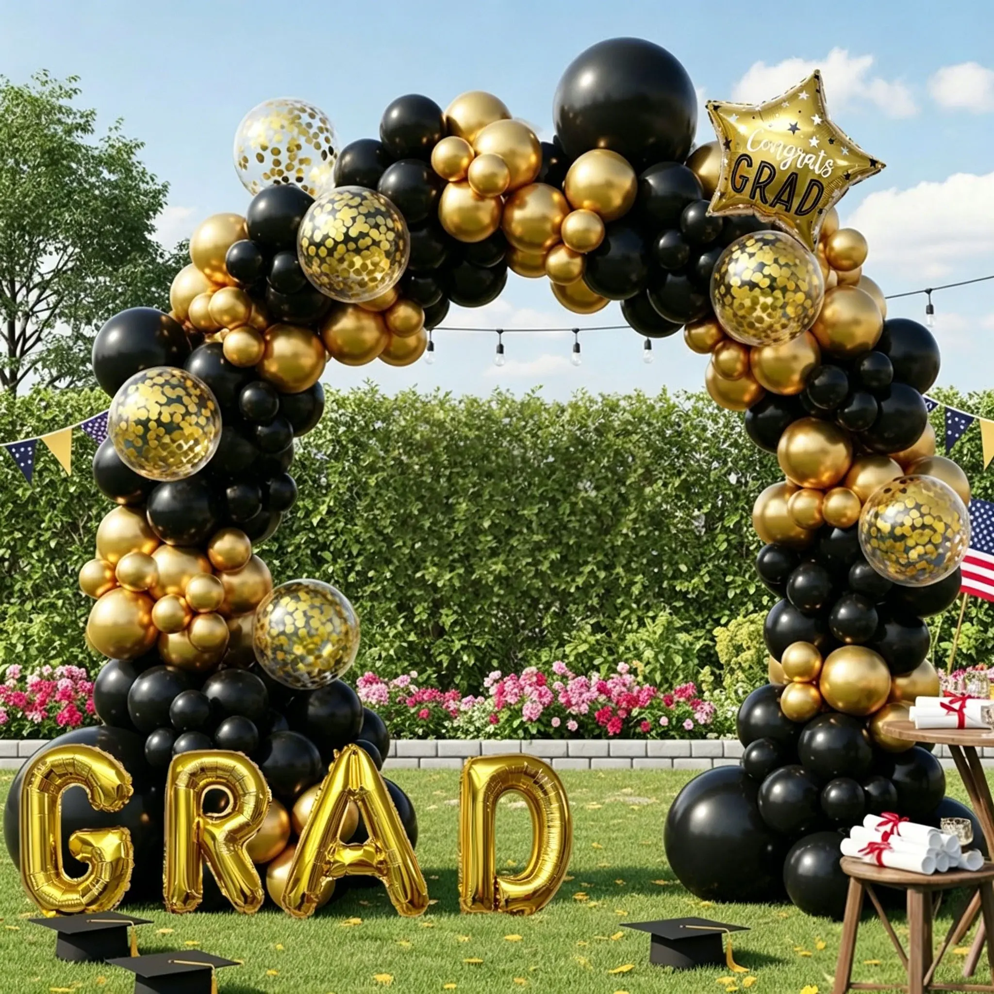 118-Piece Graduation Decoration Gold Metallic Latex Balloon Arch Set, Graduation Balloons, Balloon Arches Decorations, Perfect for Campus Ceremonies, Outdoor Parties, Hotel Themes
