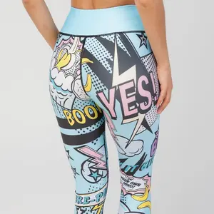 Pro-Fit High Fashion Printed Leggings, 25%Spandex Polyester , Slimming, Breathable, Elastic, Tummy Control  Sportswear T9817L  Lightweight Everyday