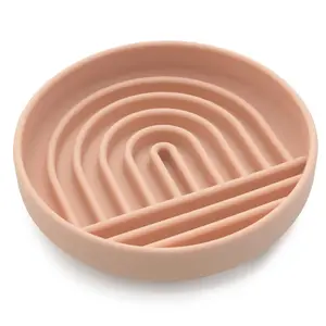 Should We Go? - The Slowdown Bowl - Silicone Slow Feeder for Dogs & Puppies, Slow Eating, Modern Lick Mat Design, Reduces Gulping, Dishwasher Fit, for All Breed, Mealtime Challenge, Small-Blush