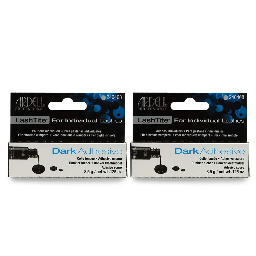 Ardell LashTite Individual Lash Glue - Dark, 0.125oz, #65059, 2-Pack Professional-Grade Cosmetic Adhesive with Flawless Application, No Clumping/Flaking, Secure Fit, Natural Flex and Feel for Eyelash Extensions & Daily Makeup, Eyelashes Extensions, Dramat