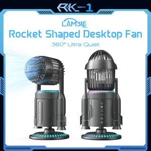 LAMJIE 3-in-1 Rocket RGB Fan | TikTok Made Me Buy It | Powerful Cooling, Mist & Night Light | 35dB Ultra-Quiet, 11H USB-C Fast Charging | Safe Compact Design for Gaming Setup, Dorm & Home Office