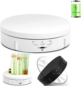360 Degree Electric Rotating Rotating Turntable Display Stand,Battery/USB Power Supply for Photography Product Shows (White, 5.7 inches/Load 22 LB)