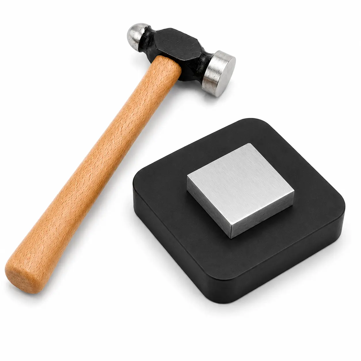 Jewelry Bench Block Set, Jewelry Tools & Crafting Supplies with Square Iron Block, Rubber Pad, Ball Peen Hammer for Metal Stamping, Shaping