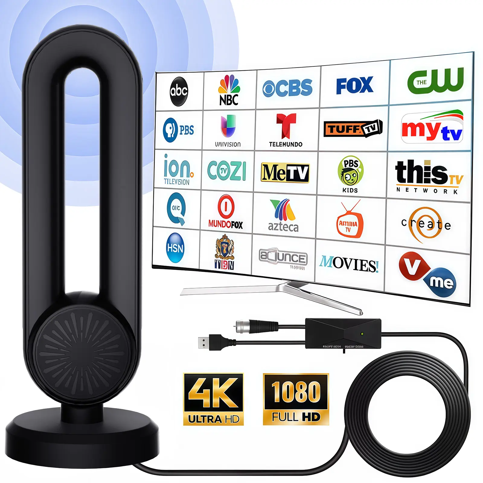 2026 NEW TV Antenna for Local Channels,Digital Indoor HD Antennas with Strong Magnetic Base, Easy Installation, Long Range Reception for Local Channels