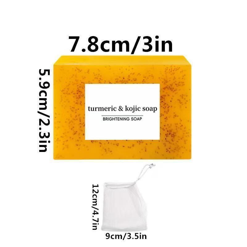 Lemon Turmeric & Kojic Acid Soap Bar, Summer Acne Face & Body Wash for Men & Women, Daily Skincare Cleanser Sets with Soap Saver Bags, Christmas Gift tiktokshopspringglowup