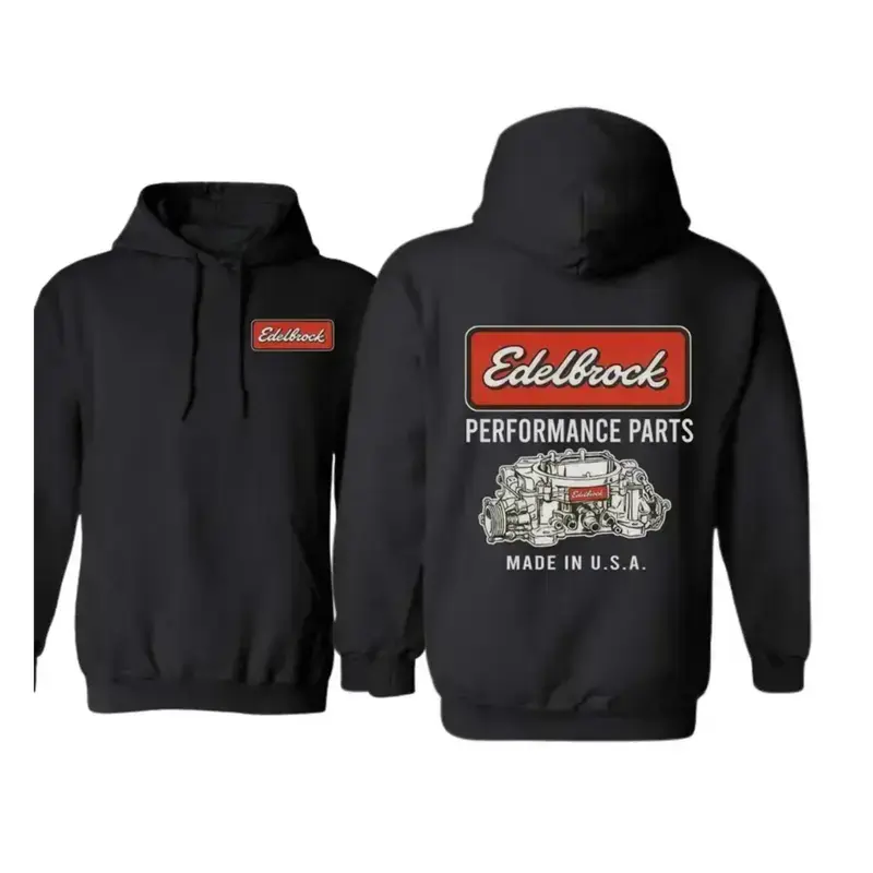 Edelbrock Performance Parts Graphic Hoodie, Engine Parts Enthusiast Hoodie for Car Builders, Gearheads, and Auto Fans streetwear, Full Sizes Full Colors