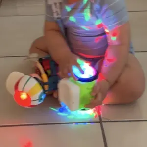Musical Tricycle Toy for Toddlers with Colorful LED Lights, Electric Bump & Go Bike Toy with Music, Automatic Walking Rotating Action Toy for Baby Boys Girls