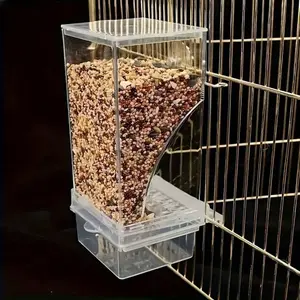 1Pc Transparent Automatic Bird Feeder With Splash-Proof Design For Outdoor Parrots - Durable And Easy-To-Clean Bird Food Dispenser, Hopper Bird Feeders, Comes With Seed Mix For Cages, Bird Feeder Station