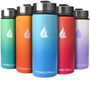 Hydro Cell 18oz Wide Mouth Stainless Steel Water Bottle with Straw Sports Cap