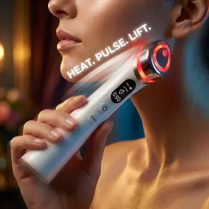 8-in-1 EMS Facial Device for Skin Tightening - Microcurrent Face Massager for Anti-Aging & Firming - LED Light Beauty Wand for Face, Neck & Eye Care - Deep Cleansing & Rejuvenation Tool