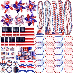 138-Piece Patriotic Party Favors Supplies Set, 4th of July Accessories & Decorations, Classroom Prizes for Kids, Independence Day Memorial Day Festive Party Essentials