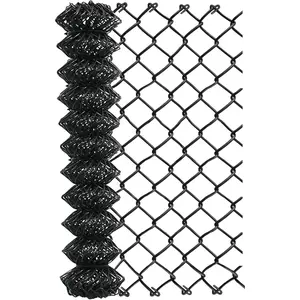 Heavy-Duty Galvanized Steel Chain Link Fence Fabric - 6x50 ft.Black PVC Coated | Rust & Corrosion Resistant | Security-Grade Mesh for Residential & Commercial Use