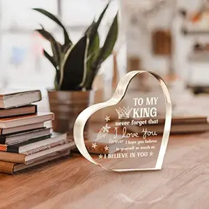 Fathersdaygifts Gifts for Him Boyfriend, Mens Gifts, Anniversary I Love You Gifts for Him, Men's Heart Shaped Acrylic Block -Fathers Day Birthday Gifts for Boyfriend Husband