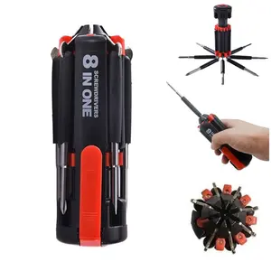 JOYTUTUS 8-in-1 Multi-Tool Screwdriver Kit with Worklight & Flashlight, Portable Professional Tool for Home & Car, Red Father's Day Gift, Multi-Tool Screwdriver Sets