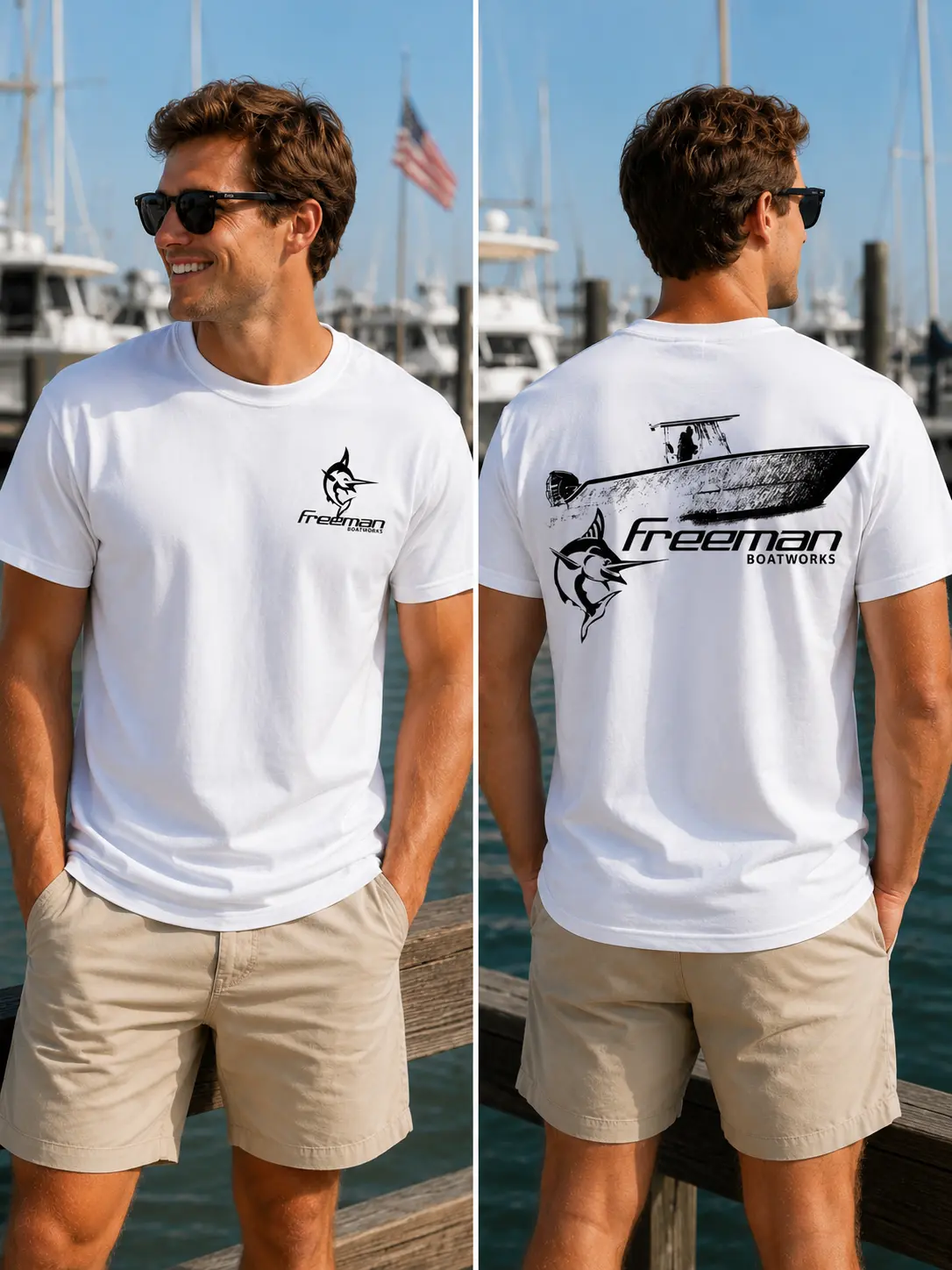 Freeman Boatworks T-Shirt, Offshore Fishing Boat Shirt, Center Console Graphic Tee, Freeman Boat Shirt