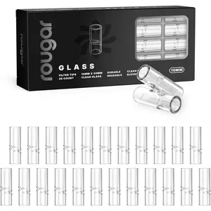10mm Clear Glass Tips 25 Pack Reusable Borosilicate Glass Filters Durable Easy-to-Clean 10x30mm