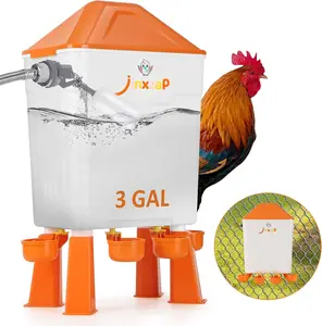 3 Gal Automatic Chicken Waterer with Float Valve, Automatic Chicken Watering System with 60-Inch Hose (One End 3/4'')