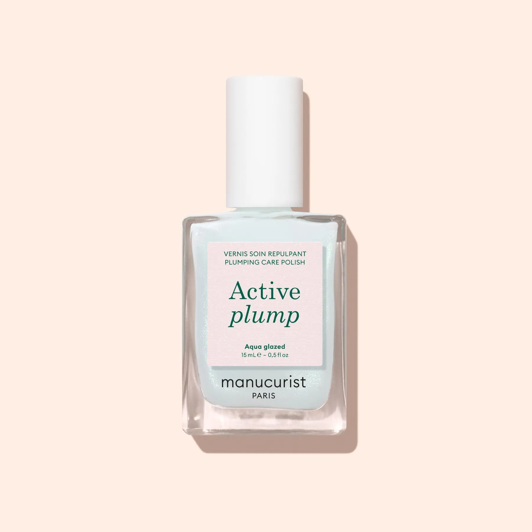 Manucurist Active Plump Aqua Glazed - Nail Strengthener & Enhancer - Volumizing Effect for Fuller Nails