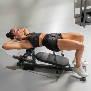 SUNNY Hip Thrust & Glute Bridge Machine 825 LB Capacity Adjustable Resistance Bands No Weight Plates Needed Home Gym Fitness Workout Equipment Multi Function Sit Up Push Up Assisted Squat Exercise Machine Lower Body Core Leg Strength Trainer for Women Men