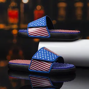Men's summer fashion sports slippers, national flag pattern, anti-skid and wear-resistant thick sole