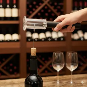 Air Pressure Wine Opener No Rotation Corkscrew Pump Portable Anti-Corrosion Body Anti-Shatter Cork Design for Home Camping Bar Use Corkscrew-Free Opener