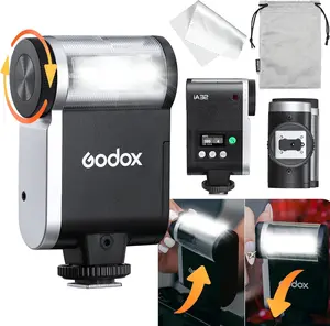 Godox Flash Godox iA32 Mini Camera Flash - Automatic Flash GN 15, 8 Power Levels/2.5sRecycle/490 Flash Times/Auto/Manual Modes,Mini Flash forCanon/Nikon/Sony/FujiCameras(Not Compatible for Sony ZV-1F)